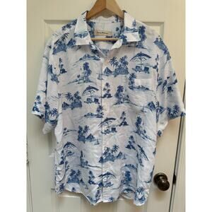 Tommy Bahama Island Sailboat Button Down Short Sleeved Top Sz XL Coastal Cruise